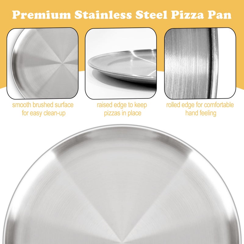 AWTBDP Pizza Pan 10 Inch Set of 2 for Oven, Non-Stick Stainless Steel Pizza Steel, Durable Non-Toxic Round Pizza Pans for Cookie Pizza Pie Cake, Dishwasher Safe & Easy Clean - Image 4