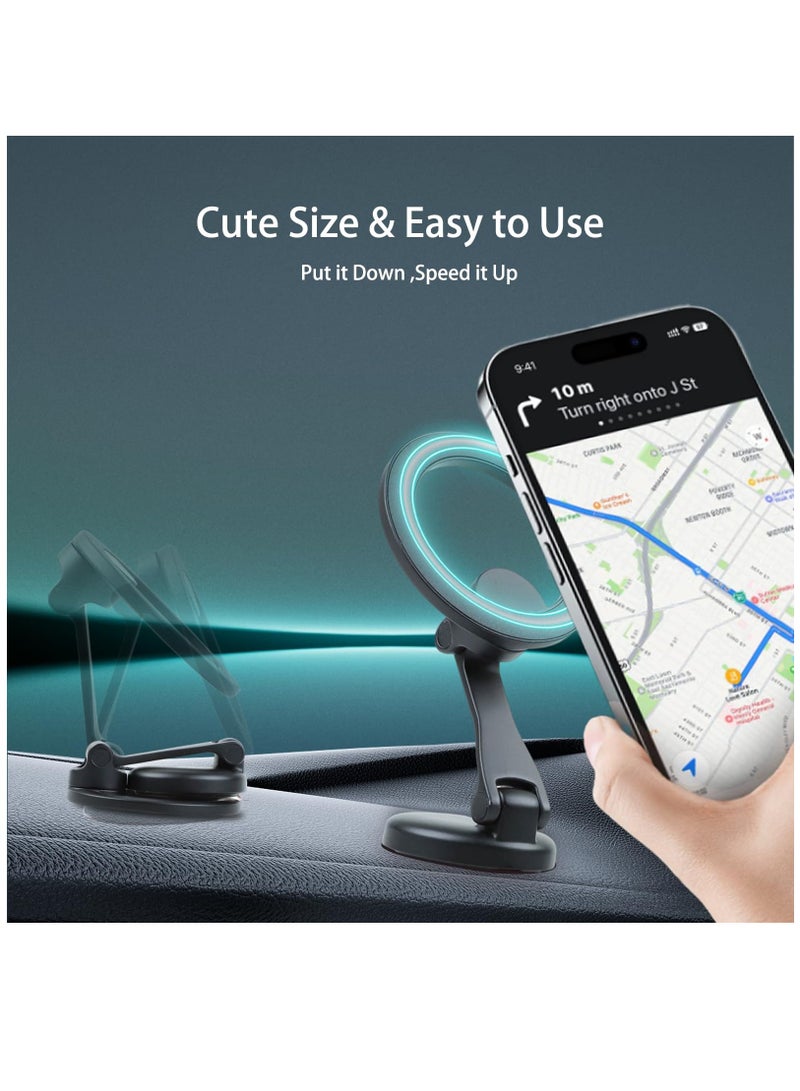 Excefore For Magsafe Car Mount Magnetic Phone Holder For Car Zinc Alloy Foldable Hands Free iPhone Car Mount Compatible With iPhone 15 14 13 12 Pro Max And All Phone, New Upgrades  - Image 4