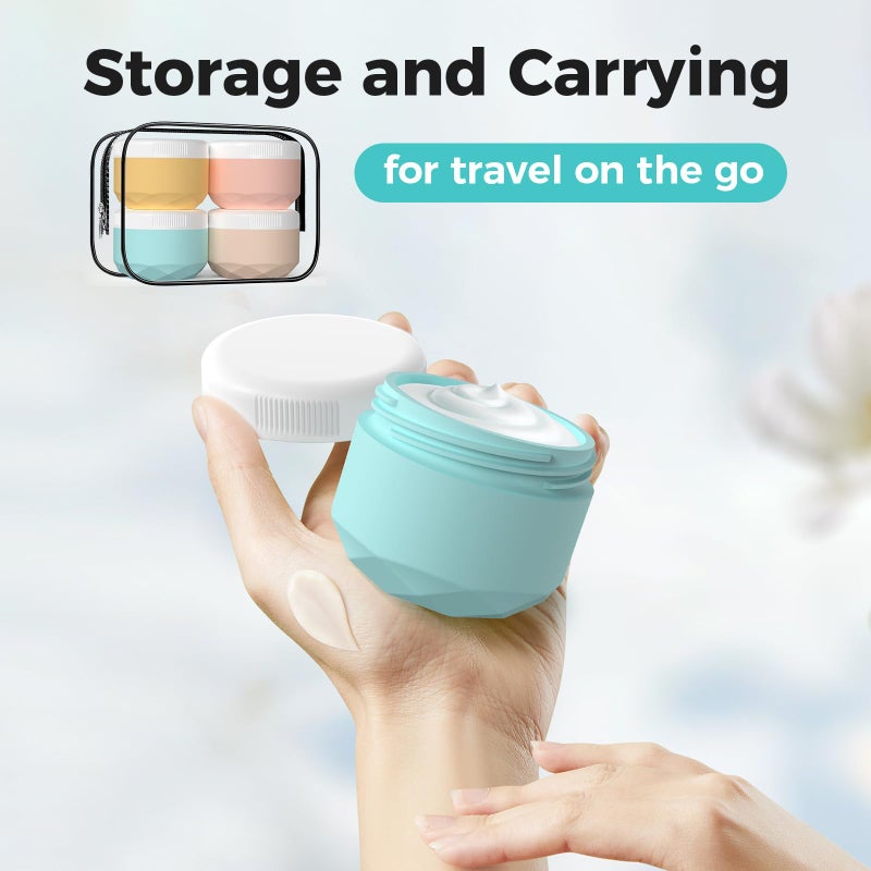 WLEAD Travel Containers for Toiletries, 4-Pack TSA Approved Silicone Jars (1.7oz) - BPA Free Leakproof Cosmetic Containers for Creams, Lotion, Skincare & Makeup with Bonus Waterproof Bag - Image 3