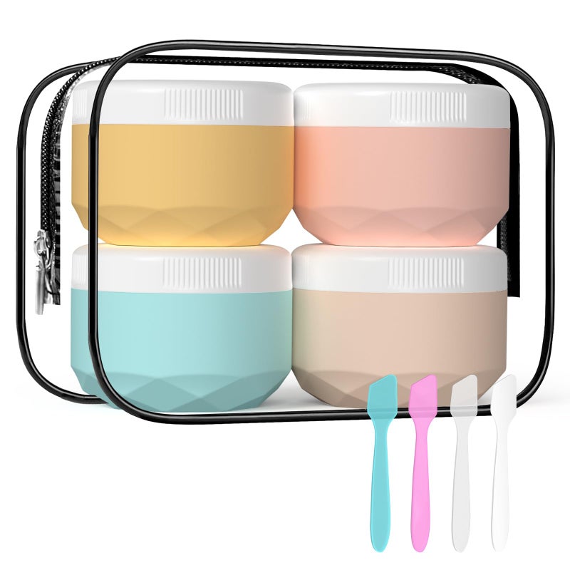 WLEAD Travel Containers for Toiletries, 4-Pack TSA Approved Silicone Jars (1.7oz) - BPA Free Leakproof Cosmetic Containers for Creams, Lotion, Skincare & Makeup with Bonus Waterproof Bag - Image 1