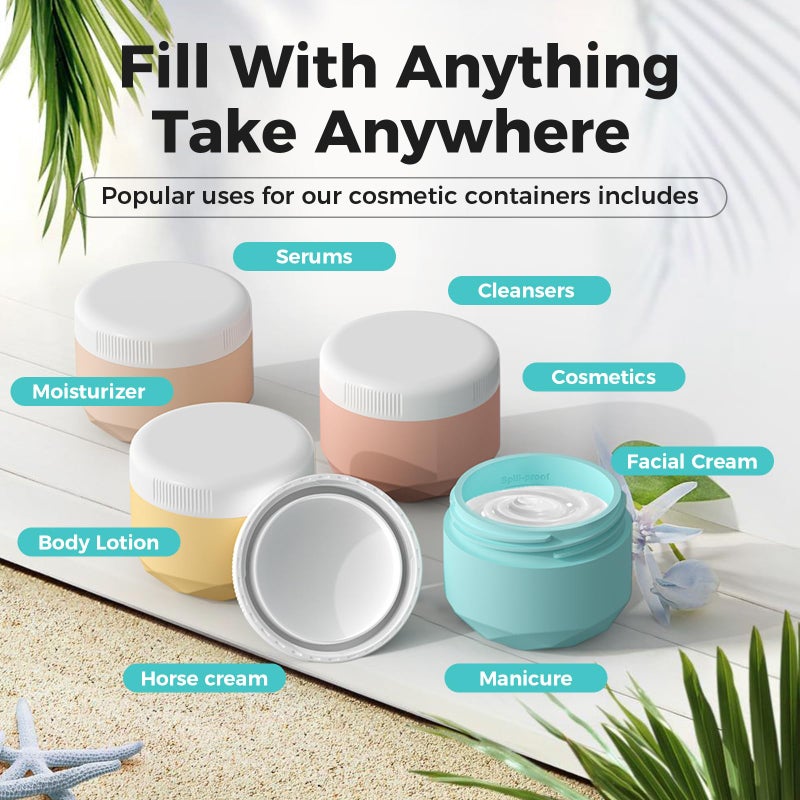 WLEAD Travel Containers for Toiletries, 4-Pack TSA Approved Silicone Jars (1.7oz) - BPA Free Leakproof Cosmetic Containers for Creams, Lotion, Skincare & Makeup with Bonus Waterproof Bag - Image 5