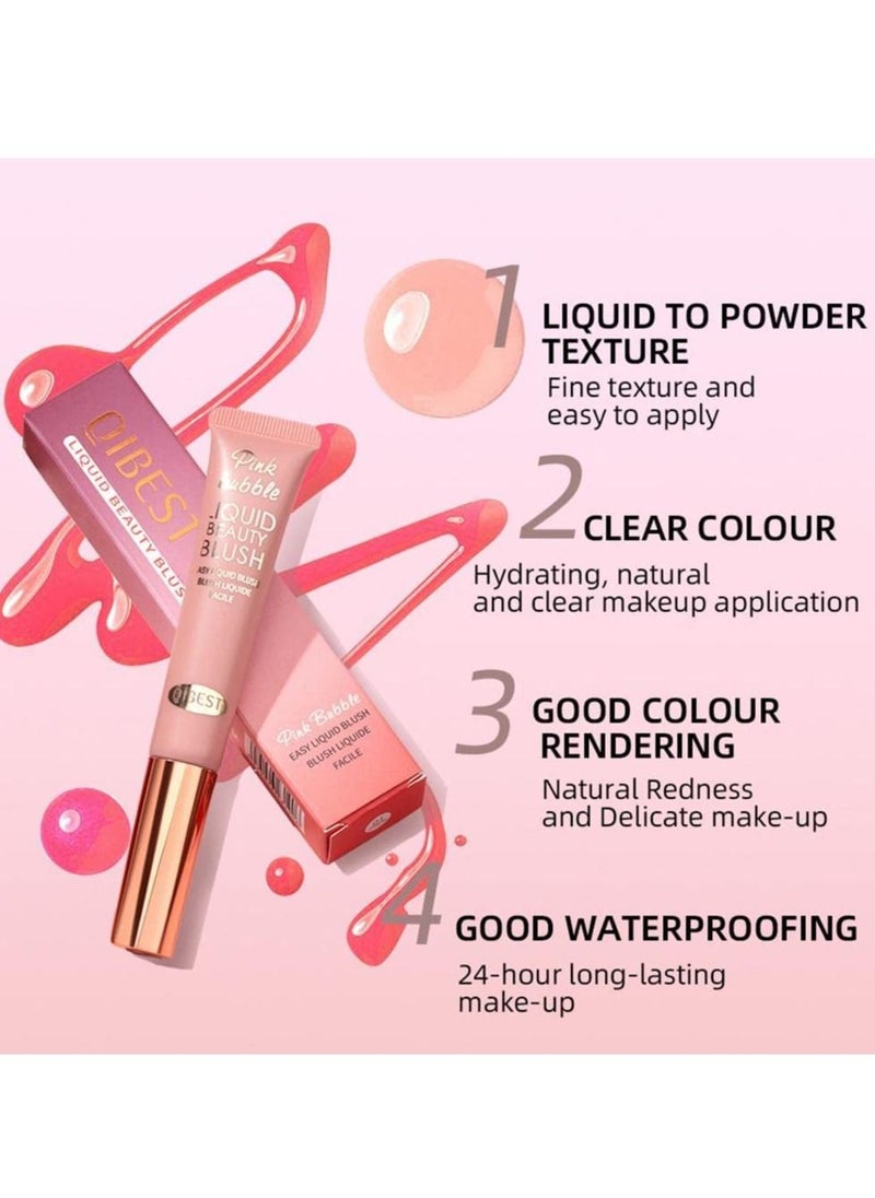 QiBest عصا أحمر الخدود الكريمية Blush Beauty Wand مع وسادة توزيع أحمر الخدود السائل الناعم والحريري بتركيبة كريمية للخدود، مكياج خفيف الوزن يدوم طويلاً للوجه، أحمر الخدود للوجه، عصا مكياج، أحمر خدود ملون #03  - Image 5