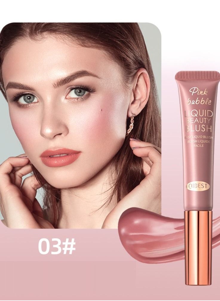QiBest عصا أحمر الخدود الكريمية Blush Beauty Wand مع وسادة توزيع أحمر الخدود السائل الناعم والحريري بتركيبة كريمية للخدود، مكياج خفيف الوزن يدوم طويلاً للوجه، أحمر الخدود للوجه، عصا مكياج، أحمر خدود ملون #03  - Image 2