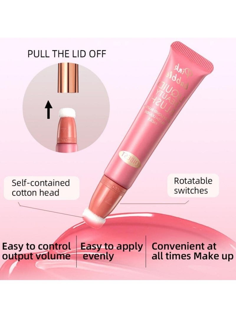 QiBest عصا أحمر الخدود الكريمية Blush Beauty Wand مع وسادة توزيع أحمر الخدود السائل الناعم والحريري بتركيبة كريمية للخدود، مكياج خفيف الوزن يدوم طويلاً للوجه، أحمر الخدود للوجه، عصا مكياج، أحمر خدود ملون #03  - Image 4