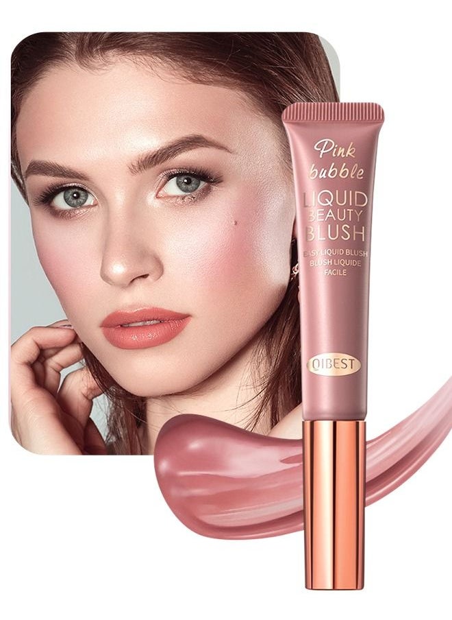 QiBest عصا أحمر الخدود الكريمية Blush Beauty Wand مع وسادة توزيع أحمر الخدود السائل الناعم والحريري بتركيبة كريمية للخدود، مكياج خفيف الوزن يدوم طويلاً للوجه، أحمر الخدود للوجه، عصا مكياج، أحمر خدود ملون #03  - Image 1