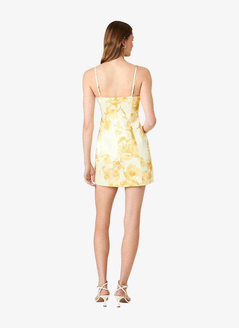 French Connection Women's Dy Ylw Sop Flr York Satin Sophie Floral Mini Dress - Image 4