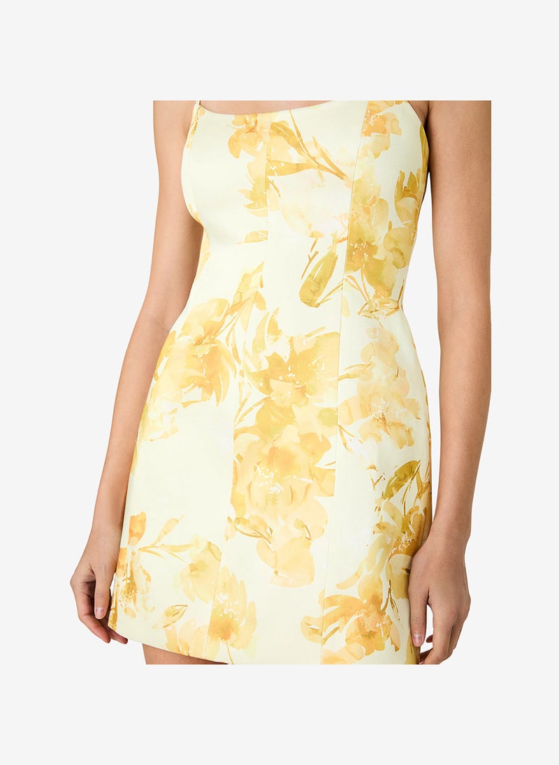 French Connection Women's Dy Ylw Sop Flr York Satin Sophie Floral Mini Dress - Image 5