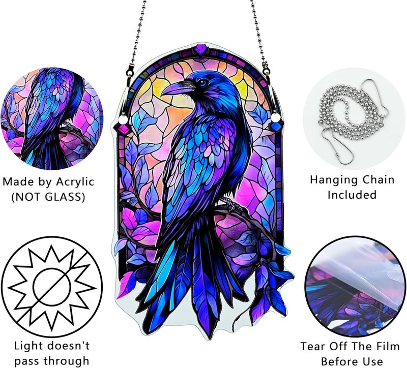 thmnj Halloween Bird Ornaments Colorful Window Hanging Decorations Home Wall Decor for Indoor Outdoor - Image 2