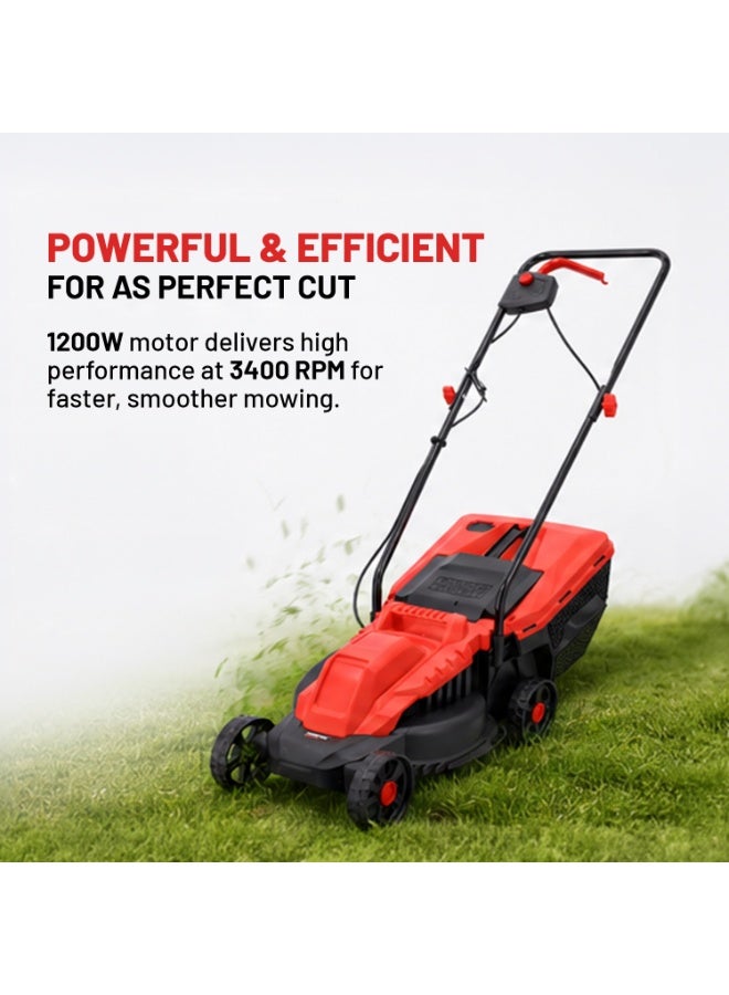 جيباس Corded Electric Lawn Mower With 3 Cutting Heights, 30L Grass Box, 330mm Cutting Width - Image 2