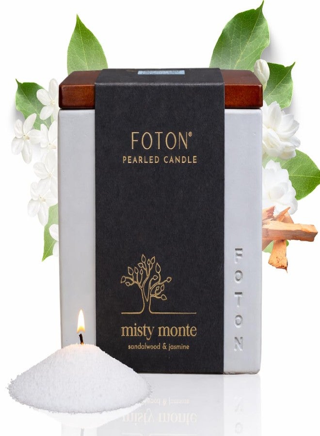 Foton مجموعة شموع فوتون بيرلد، مزهرية لو كيوب الخرسانية، 16 أونصة مربعة - معطرة برائحة ميستي مونتي - برطمان قابل لإعادة التعبئة، شمعة معطرة من شمع الرمل مع 15 فتيلة - شموع زينة طبيعية غير سامة للمنزل - Image 1