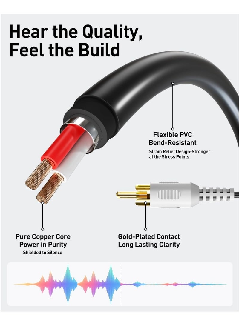 كابل توزيع استريو 3.5 مم أنثوي إلى 2 RCA ذكر (عبوة 2)، موصل مطلي بالذهب متوافق مع التلفزيون، الهواتف الذكية، مشغلات MP3، الأجهزة اللوحية، السماعات، وأنظمة المسرح المنزلي (طول 8 بوصات) - Image 3