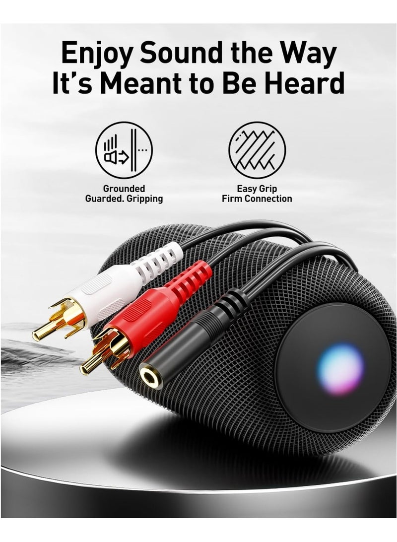 كابل توزيع استريو 3.5 مم أنثوي إلى 2 RCA ذكر (عبوة 2)، موصل مطلي بالذهب متوافق مع التلفزيون، الهواتف الذكية، مشغلات MP3، الأجهزة اللوحية، السماعات، وأنظمة المسرح المنزلي (طول 8 بوصات) - Image 4