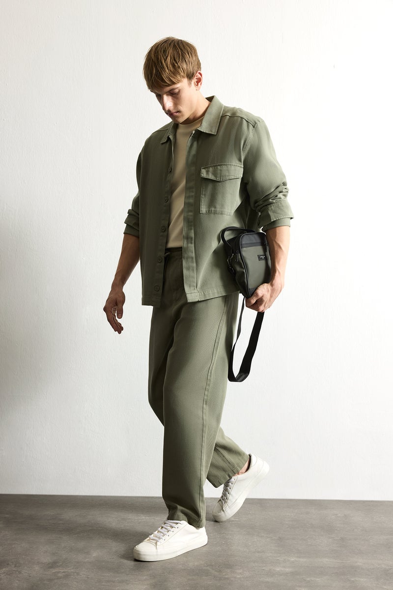 DeFacto Green Man Boxy Fit Twill Shirt Collar Shirt Jacket Casual - Image 2