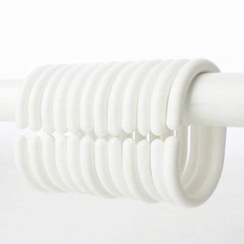 REKARDO Bathroom Shower Plastic Curtain Liner Hook Hooks Rings-White (24 Pieces) - Image 1