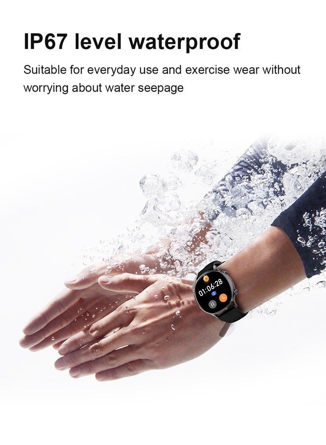 كيلا ساعة ذكية كورية Y5، ساعة ذكية للأعمال، ساعة لياقة بدنية مقاومة للماء، مكالمات بلوتوث، متوافقة مع أندرويد وiOS، ساعة ذكية للرجال، طلاء مفرغ من سبائك الزنك، مراقبة معدل ضربات القلب، لون أسود - Image 5