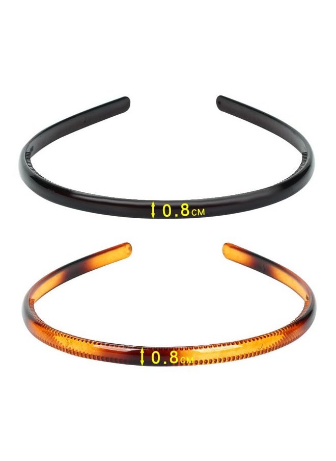 lasenersm 2 Pieces Plastic Headband With Teeth Simple Fashion Hair Hoop Hairband Headwear Plastic Hair Acessories Hair Bands For Women Girls 0.8Cm Width Black Brown  - Image 3