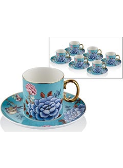 Lamedore Floral Blue 6 Piece Tea Cup Set 1LIN-TC063 
