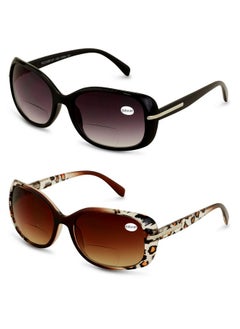 V.W.E. 2 Pairs Women Bifocal Reading Sunglasses Reader Glasses Cateye Vintage Outdoor (2 Pairs (Black/Leopard) 2.00)  - Image 1