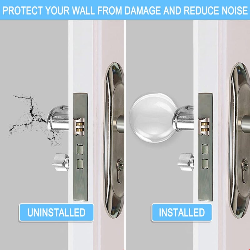 Xfenvs Wall Door Handle Stopper - 6 PCS Clear Round Rubber Door Knob Wall Shields, Guard Cushion Bumper Protectors for Wall - Stronger Self-Adhesive Silencer (1.57" 6PCS, Clear) - Image 3
