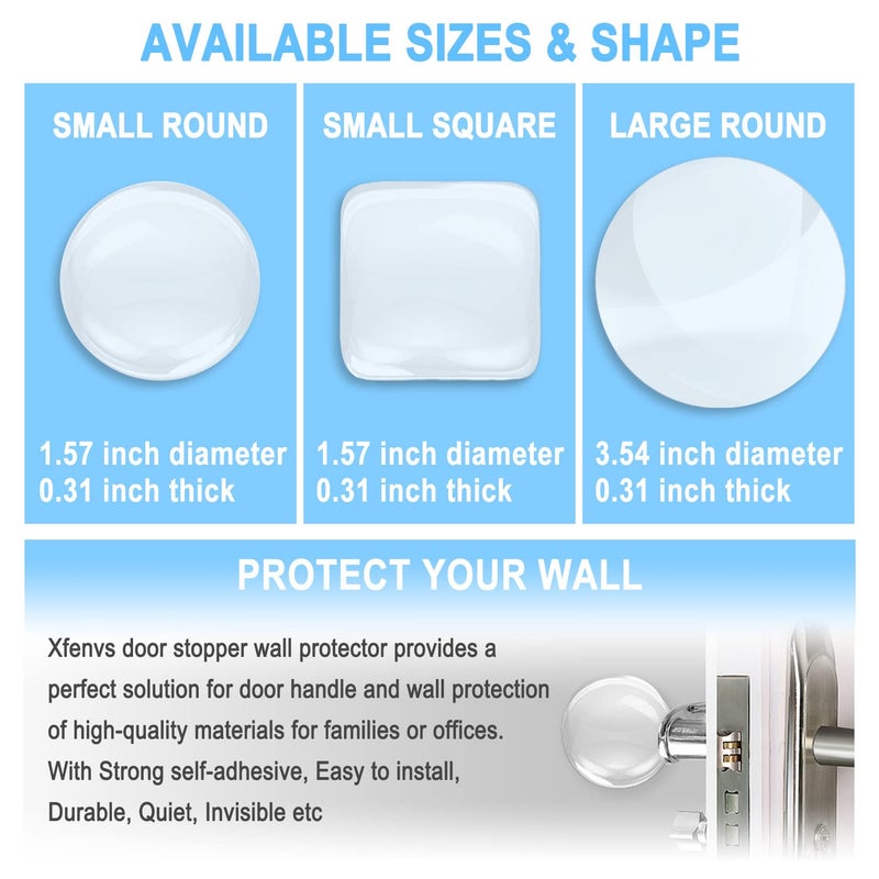 Xfenvs Wall Door Handle Stopper - 6 PCS Clear Round Rubber Door Knob Wall Shields, Guard Cushion Bumper Protectors for Wall - Stronger Self-Adhesive Silencer (1.57" 6PCS, Clear) - Image 4