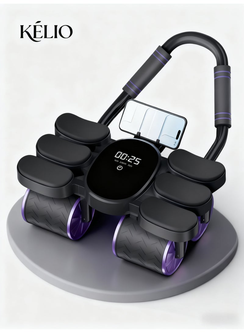 KELIO Automatic Rebound Abdominal Wheel with Smart LCD Display - 6-Elbow Support, 300KG Load-Bearing, Non-Slip Silent Wheels & Safe Brake, Home Gym Equipment for Full Core/Abdominal/Chest Workout - Image 1