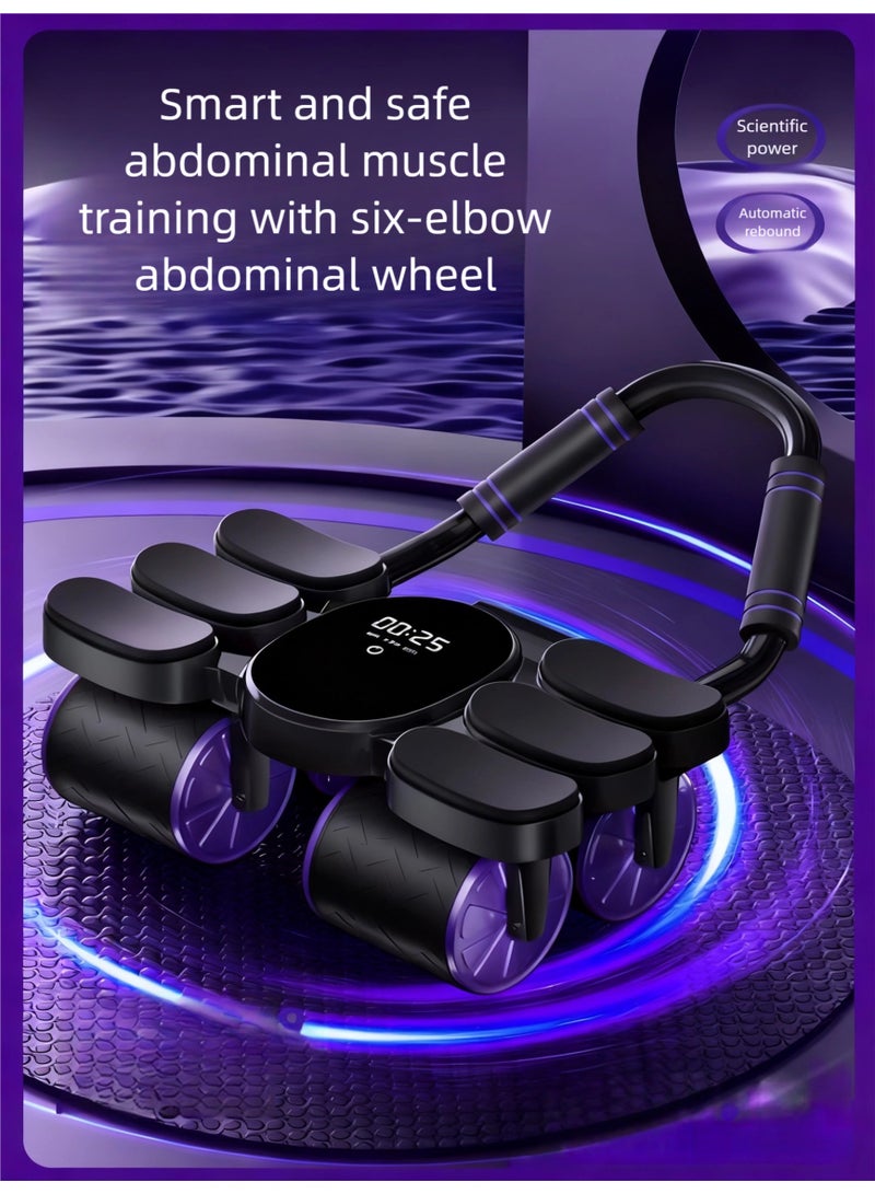 KELIO Automatic Rebound Abdominal Wheel with Smart LCD Display - 6-Elbow Support, 300KG Load-Bearing, Non-Slip Silent Wheels & Safe Brake, Home Gym Equipment for Full Core/Abdominal/Chest Workout - Image 5