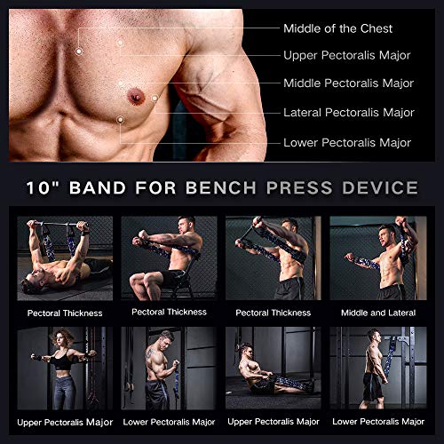 INNSTAR Resistance Bands Accessories Exercise Bands Attachment, Fitness Handles Workout Bar for Home Gym Workout Full Body Workout (10" Black2*33Lbs Bench Press Band) - Image 3
