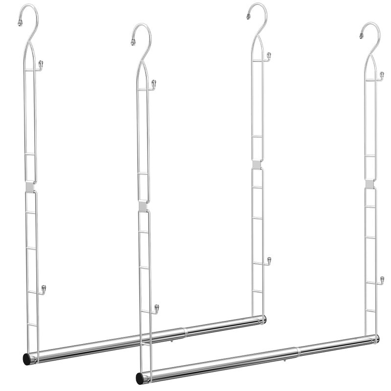 Supforce Hanging Closet Rod Stainless Steel, 2 Pack Adjustable Height & Width Closet Rod Extender, Space-Saving Closet Hanging Storage Organizerï¼ŒLoad up to 88LB - Image 1