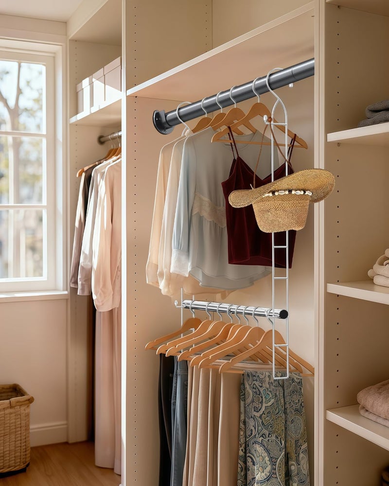 Supforce Hanging Closet Rod Stainless Steel, 2 Pack Adjustable Height & Width Closet Rod Extender, Space-Saving Closet Hanging Storage Organizerï¼ŒLoad up to 88LB - Image 3