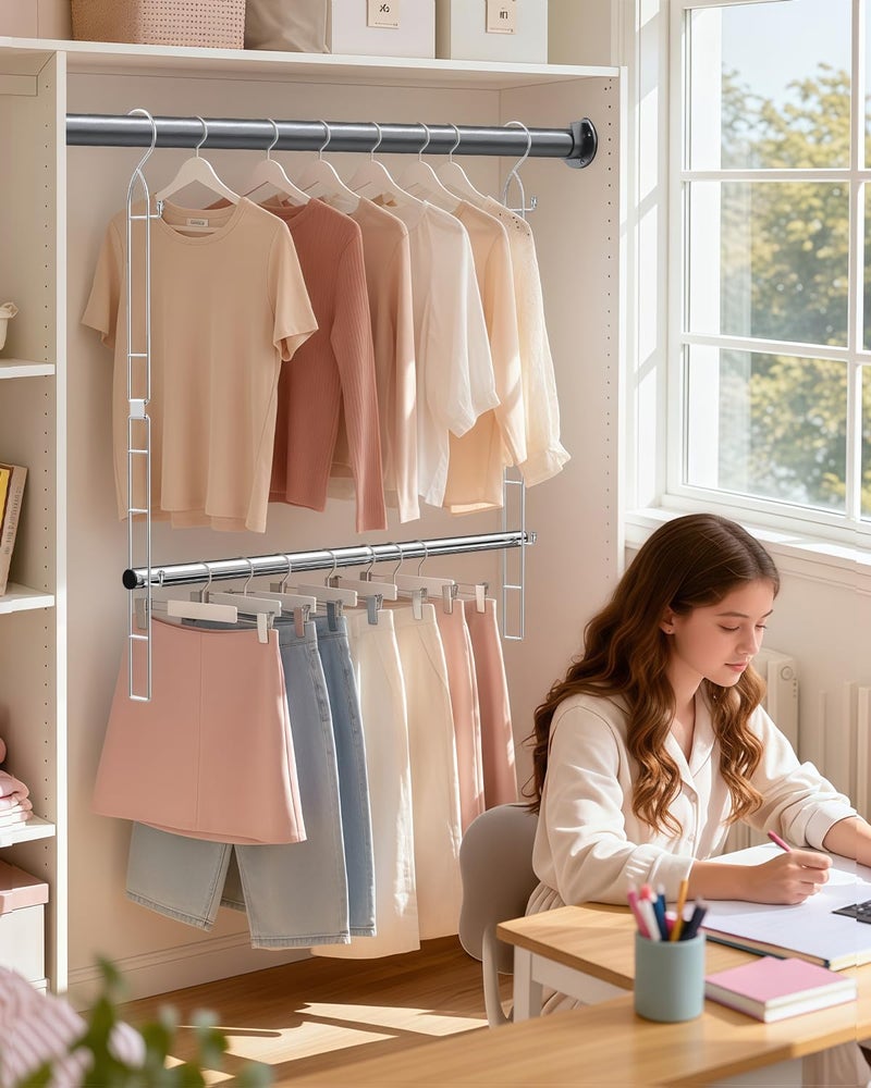 Supforce Hanging Closet Rod Stainless Steel, 2 Pack Adjustable Height & Width Closet Rod Extender, Space-Saving Closet Hanging Storage Organizerï¼ŒLoad up to 88LB - Image 5