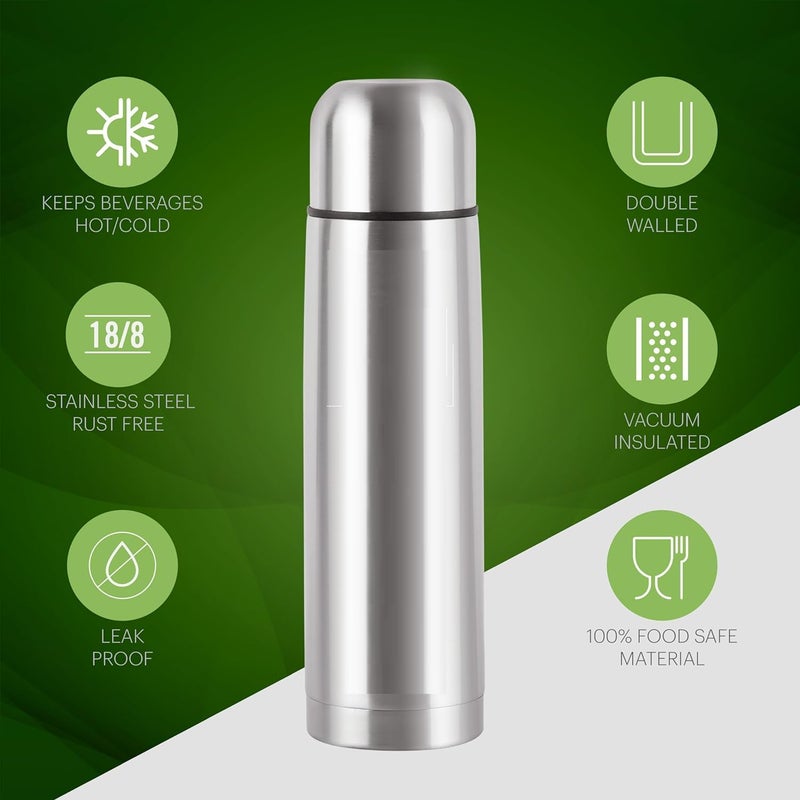 Generic Crystal Zone Stainless Steel Vacuum Insulated Double Walled Flask with Jacket 500 ml | Flip Lid Leak Proof & Lightweight | Keeps Water Hot & Cold (Silver)  - Image 5
