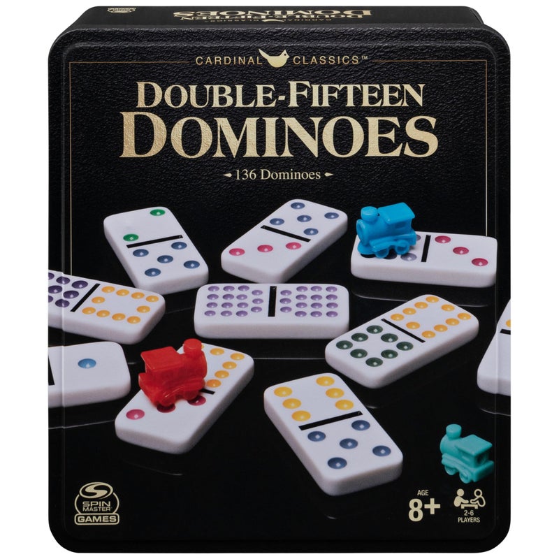 Spin Master Games Cardinal Classics Double 15 Dominoes Set in Storage Tin Family Board Games 26 Players for Ages 8 Up - Image 2
