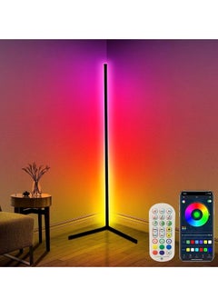 Generic Corner Floor Lamp, Smart RGB Floor Lamp, Dimmable LED Corner Lamp With Music Sync Color Changing APP Control Remote, Standing Floor Lamp for Gaming Living Room Bedroom Birthday Party  - Image 1