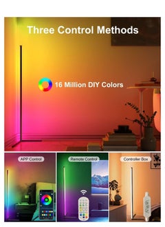 Generic Corner Floor Lamp, Smart RGB Floor Lamp, Dimmable LED Corner Lamp With Music Sync Color Changing APP Control Remote, Standing Floor Lamp for Gaming Living Room Bedroom Birthday Party  - Image 2