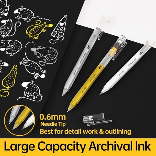 GETHPEN 0.6mm Fine Point Silver Gel Pens, 3-Pack for Artists Drawing on Black Paper, Sketching, Adult Coloring Books & Modern Crafts - Image 3