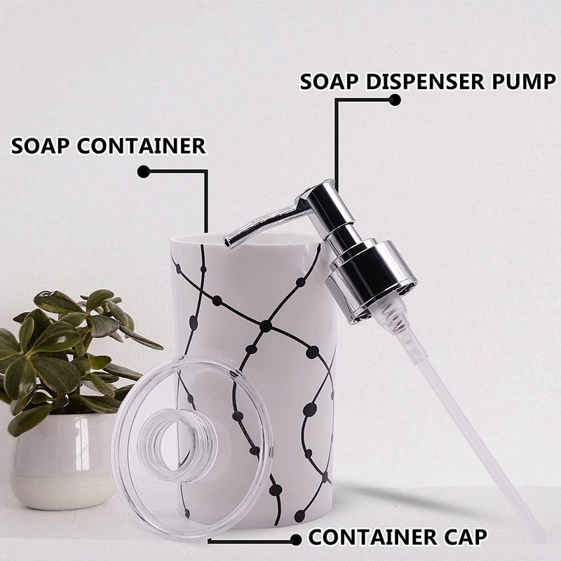 Wofier Wofier® Plastic Unbreakable Soap Dispenser Bottle Set for Hand wash in Bathroom, Kitchen Sink, White Plastic Body and Chrome Finish on Top (White & Black, Set of 1) (Design as per Availability)  - Image 4