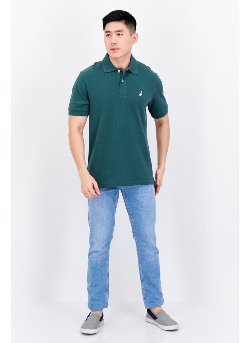 NAUTICA Men Regular Fit Short Sleeves Embroidered Logo Polo Shirt, Moss Green  - Image 4