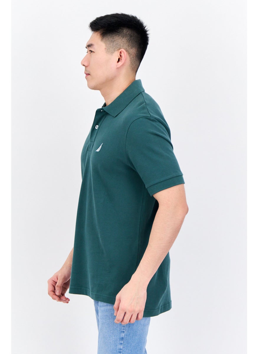 NAUTICA Men Regular Fit Short Sleeves Embroidered Logo Polo Shirt, Moss Green  - Image 2