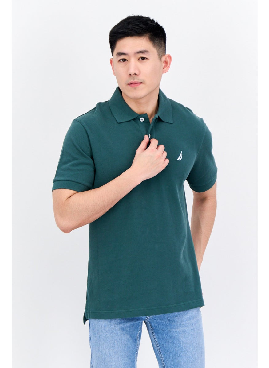 NAUTICA Men Regular Fit Short Sleeves Embroidered Logo Polo Shirt, Moss Green  - Image 1