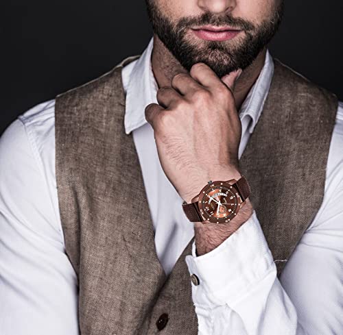 Matrix Analog Day & Date Display Stainless Steel Band Wrist Watch For Men & Boys (Brown) - Image 4