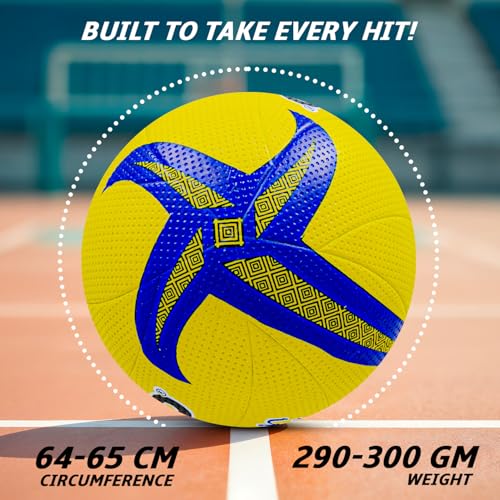 Synco Smash Rubber Moulded Indoor/Outdoor Volleyball - Yellow, Size: 4 (Suitable for Practice/Match/Beach) - Image 5