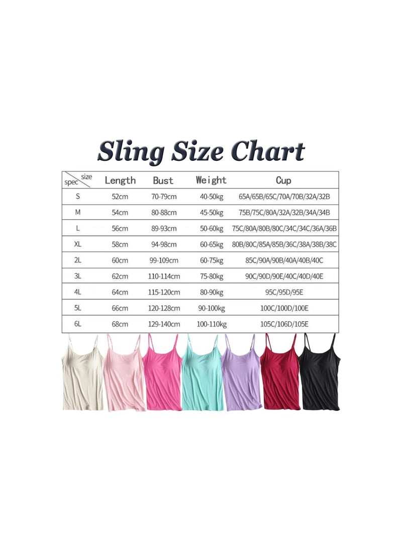 Generic - Loose-Fitting Tank Top with Built-in Bra, Adjustable Spaghetti Strap Tank Tops, Women's 2-in-1 Cotton Basic Layer Tanks - Image 1