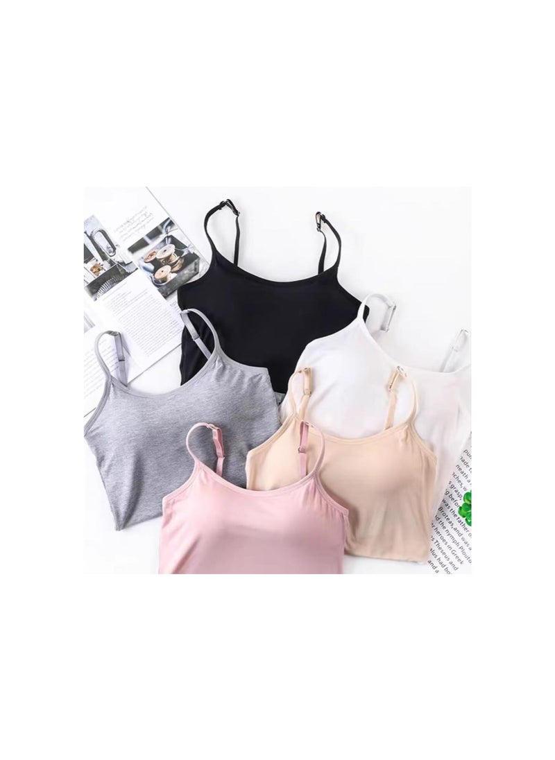 Generic - Loose-Fitting Tank Top with Built-in Bra, Adjustable Spaghetti Strap Tank Tops, Women's 2-in-1 Cotton Basic Layer Tanks - Image 1