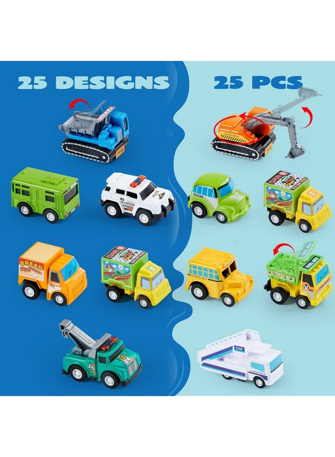 JOYIN 25 Pieces Pull Back Cars And Trucks Toy Vehicles Set For Toddlers, Girls And Boys Kids Play Set, Die-Cast Car Set, Kids Party Favors, Stocking Stuffers, Kids Presents Toys - Image 2