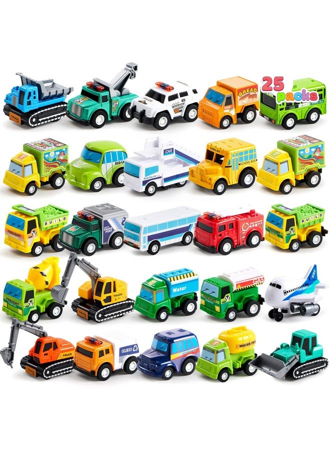 JOYIN 25 Pieces Pull Back Cars And Trucks Toy Vehicles Set For Toddlers, Girls And Boys Kids Play Set, Die-Cast Car Set, Kids Party Favors, Stocking Stuffers, Kids Presents Toys - Image 1