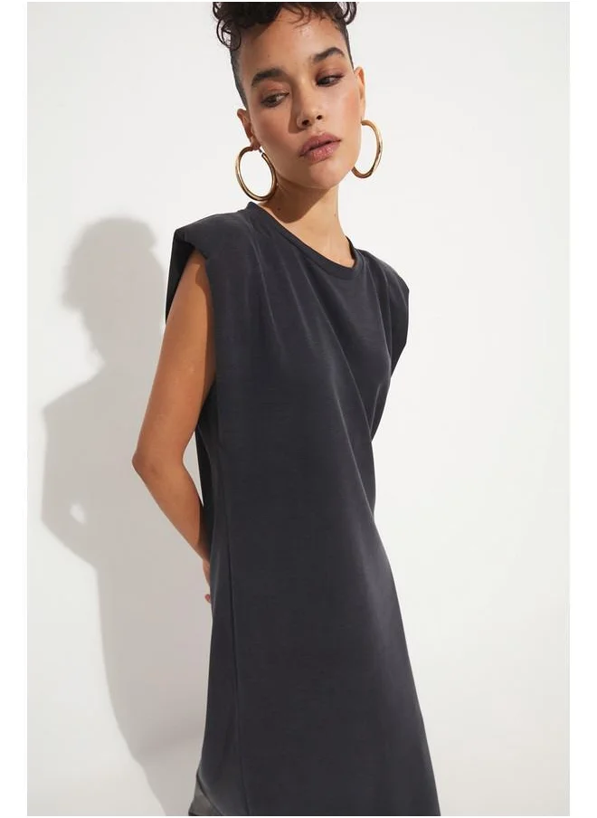 JUNE June Sleeveless Draped Maxi Dress Smoked