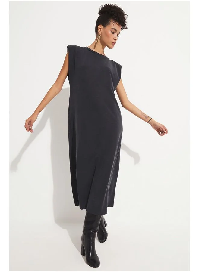 JUNE June Sleeveless Draped Maxi Dress Smoked