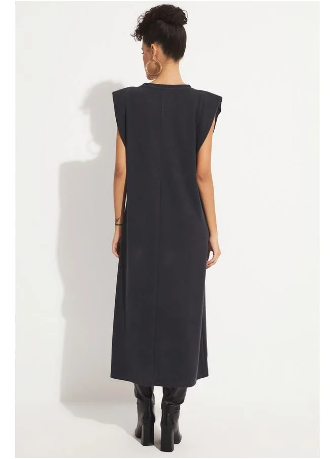 JUNE June Sleeveless Draped Maxi Dress Smoked