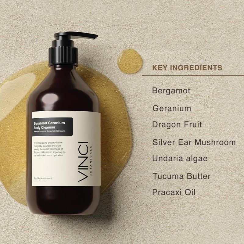 Vinci Botanicals غسول الجسم بالبرغموت والجرانيوم - غسول عطرى للجسم لترطيب وتوازن البشرة بديل للصابون العادي برائحة حلوة منعشة نباتي خالي من القسوة وخالي من البارابين 500 مل - Image 2