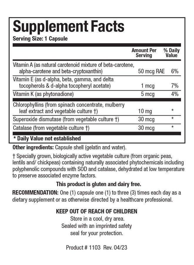 Biotics Research Biotics Research Chlorocaps Chlorophyllins, Vitamins, SOD & Catalase, Good Source of Magnesium 90 Caps - Image 2